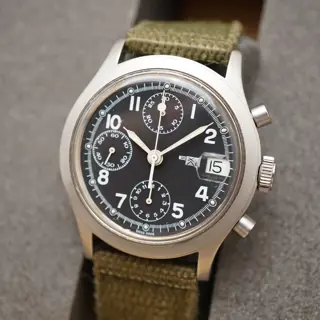 Vintage Exalt 776.101 ETA 7760 Black Dial Swiss Automatic Chronograph Watch - $620