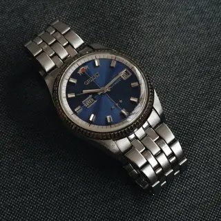 Rare 1970s Orient Tristar Ref. 904511 “Blue Crosshair” Cal. 1942 | $215