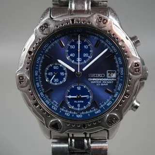 Seiko SBDP015 7T62 Blue Dial Speedtimer Chronograph Quartz READ - $65