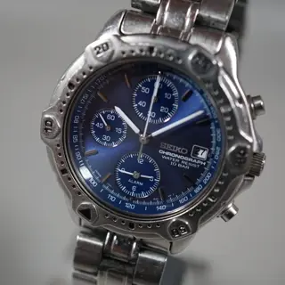 Seiko SBDP015 7T62 Blue Dial Speedtimer Chronograph Quartz READ - $65
