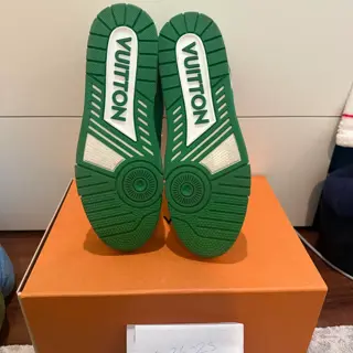 Size 9 | Louis Vuitton Trainer Low #54 Signature - White Green | Original Receipt | Worn Once | LV 9 |