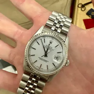 2005 Rolex Datejust 16234 | White Stick Dial with Roman Minute Track