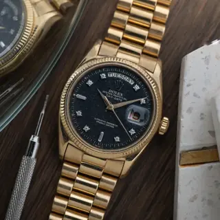 1956 Rolex President Solid Gold 6611 - Black Diamond dial