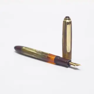 Rare German 1950s Greif 112 piston filler in Golden brown celluloid.