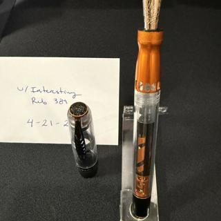 Pineider Mystery Fast Filler Sunrise Orange Rose Gold Steel EF Nib