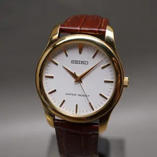 Seiko Spirit SCXP032 7N01 Gold Tone White Dial Quartz Watch - $85
