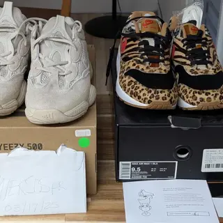 Atmos Safari AM, Yeezy 500 Blush, 9.5sz