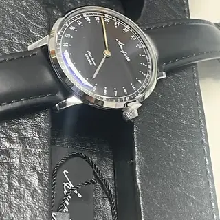 Akerfalk 24 Hour.   First Season.      Silver Black with Black Leather Strap
