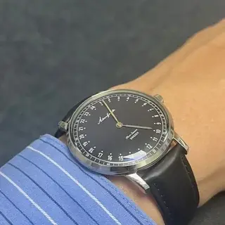 Akerfalk 24 Hour.   First Season.      Silver Black with Black Leather Strap