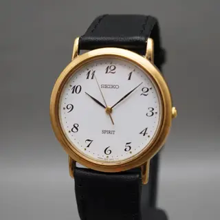 Seiko Spirit 5E21-6000 Gold Tone White Dial Quartz Watch - $70