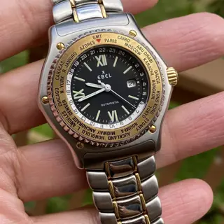 Ebel Voyager World Timer. Steel + Solid Gold.