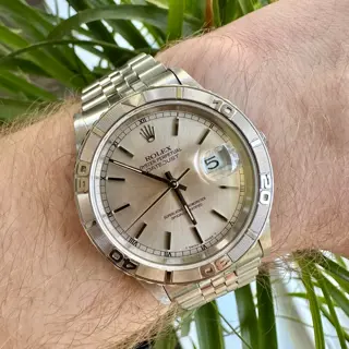 1996 Rolex DateJust Turn-O-Graph 36mm Reference 16264 Sunburst Silver Dial $5,000