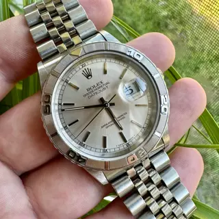 1996 Rolex DateJust Turn-O-Graph 36mm Reference 16264 Sunburst Silver Dial $5,000