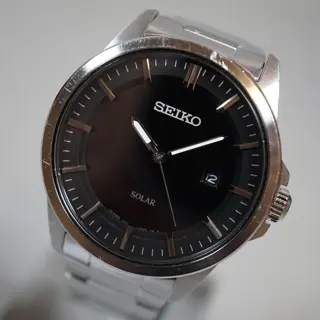 Seiko Selection SBPN091 V147 Black Dial Stainless Steel Solar Quartz Watch - $80