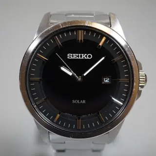 Seiko Selection SBPN091 V147 Black Dial Stainless Steel Solar Quartz Watch - $80
