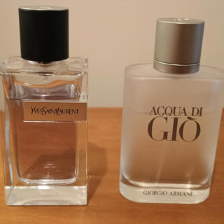 YSL Y EDT 75-80/100ml, Aqua Di Gio EDT 60-70/100ml levels shown in pictures (Bottle)