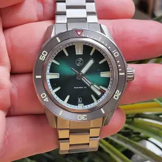 Zelos Swordfish, 40mm, Emerald Green Sunburst Dial with Titanium Bezel Insert