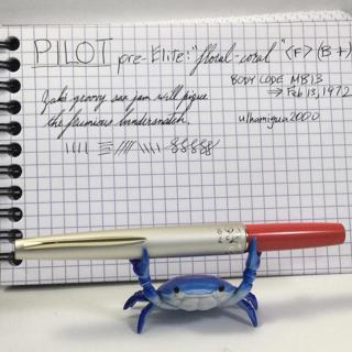 Pilot pre-Elite “floral coral” pocket pen <F> (B+)