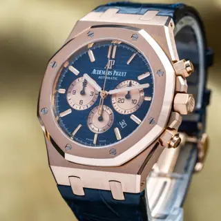 Audemars Piguet Royal Oak Chronograph Rose Gold 41mm AP 26331OR Blue Dial Full Set