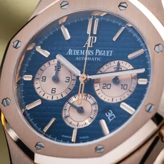 Audemars Piguet Royal Oak Chronograph Rose Gold 41mm AP 26331OR Blue Dial Full Set