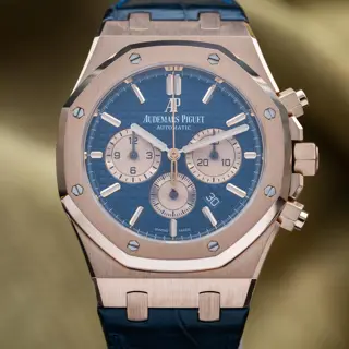 Audemars Piguet Royal Oak Chronograph Rose Gold 41mm AP 26331OR Blue Dial Full Set