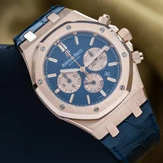 Audemars Piguet Royal Oak Chronograph Rose Gold 41mm AP 26331OR Blue Dial Full Set