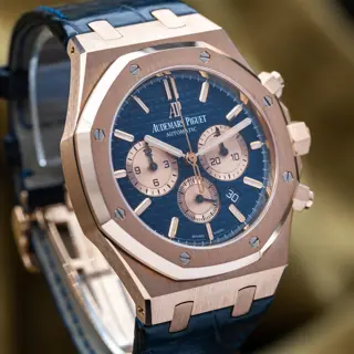 Audemars Piguet Royal Oak Chronograph Rose Gold 41mm AP 26331OR Blue Dial Full Set