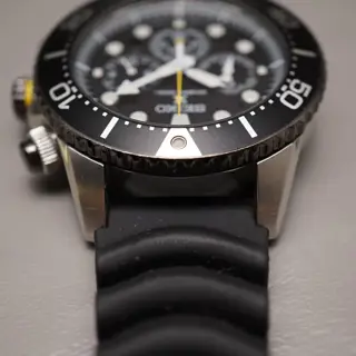 Seiko Prospex SSC021P1 V175 Black Yellow Divers 200M Solar Quartz Watch - $225