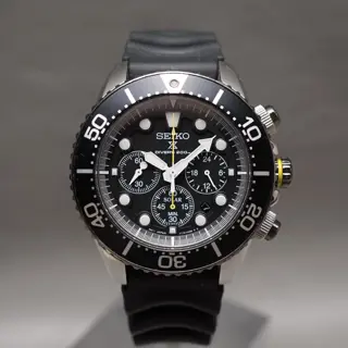 Seiko Prospex SSC021P1 V175 Black Yellow Divers 200M Solar Quartz Watch - $225