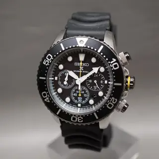 Seiko Prospex SSC021P1 V175 Black Yellow Divers 200M Solar Quartz Watch - $225