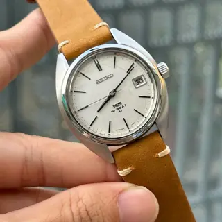 1970 King Seiko 4502-7010 Hi-Beat 36000, linen dial, cushion case